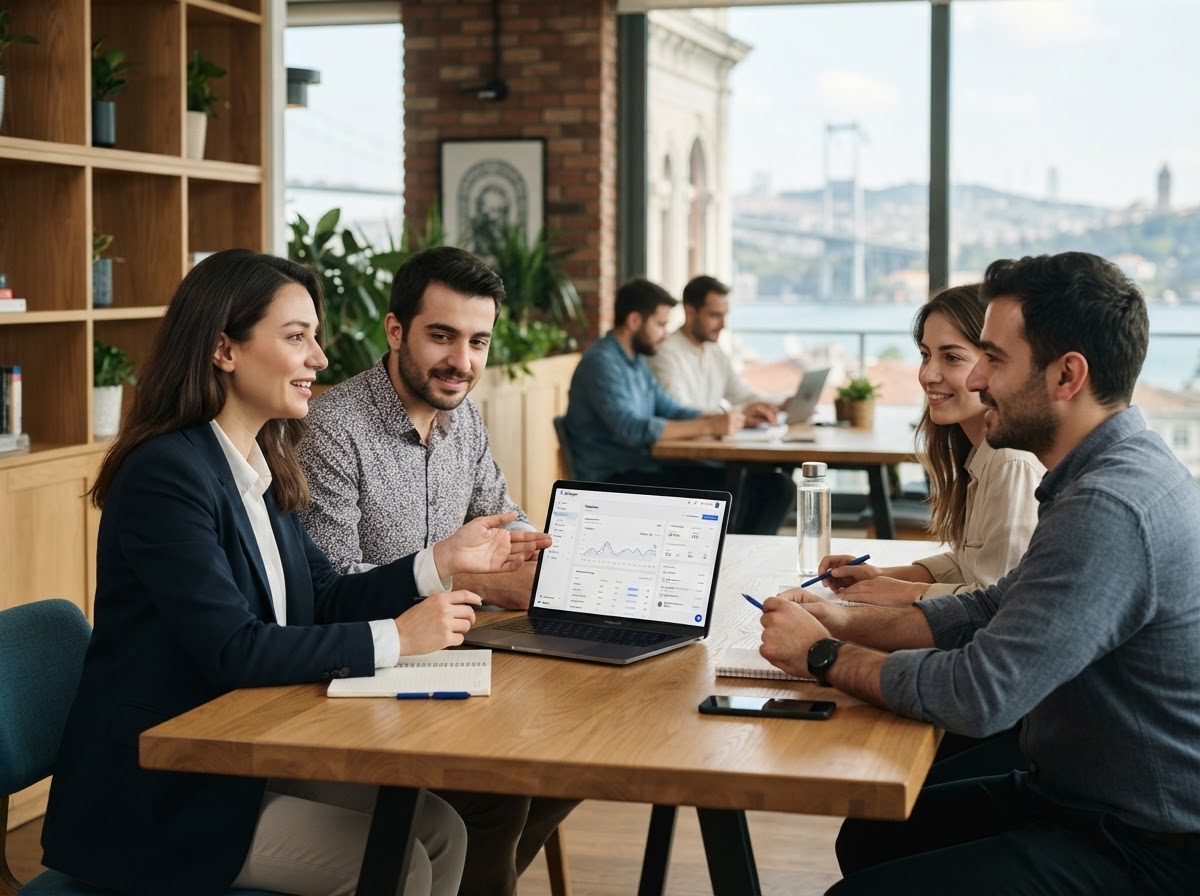 Tahviltek platformunun veri analizi panelini kullanan ekip görseli